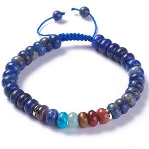NWOT Natural Lapis Lazuli & Mixed Gemstone adjustable cord bracelet 2/$20